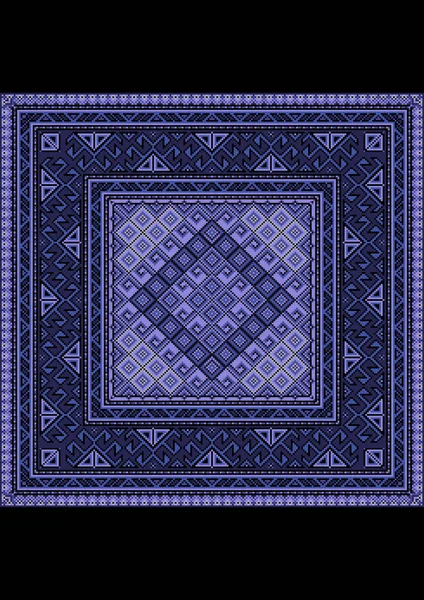 Розкішний Старовинний Східний Килим Етнічним Орнаментом Синьо Фіолетовому Відтінку — стоковий вектор