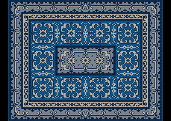 Luxuriöser Orientteppich Mit Ornament Aus Blau Und Grautönen — Stockvektor