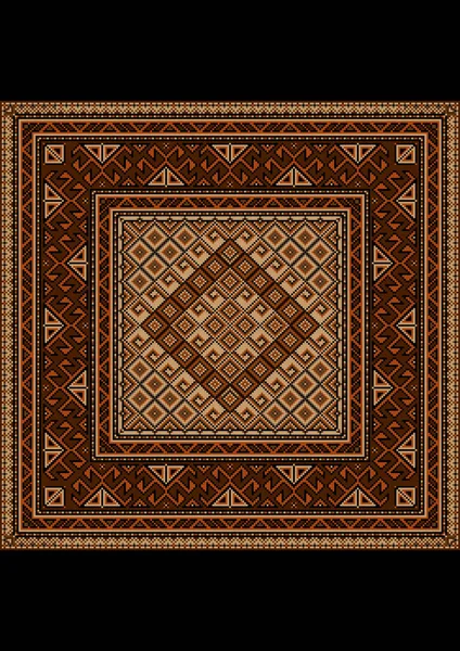 Tapis Oriental Vintage Luxueux Avec Ornement Ethnique Dans Nuance Marron — Image vectorielle