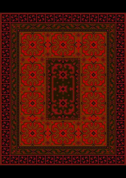 Lujosa Alfombra Oriental Vintage Con Adorno Sombra Roja Marrón — Archivo Imágenes Vectoriales