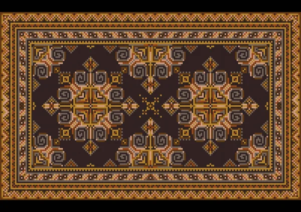 Variegated Luxury Vintage Oriental Carpet Dirty Orange Yellow Blue Brown — стоковый вектор