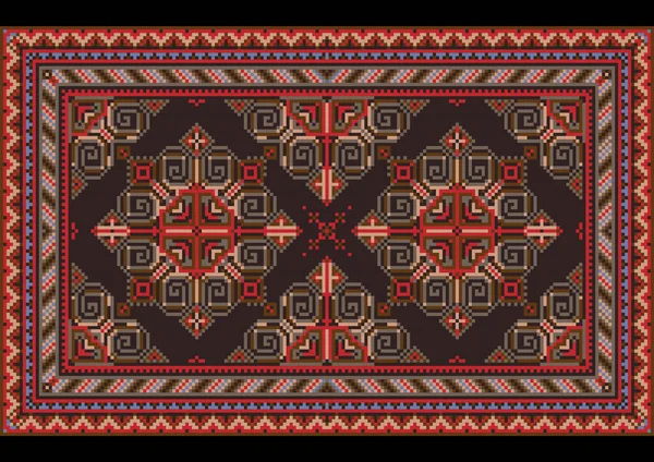 Alfombra Oriental Vintage Lujo Variada Con Tonos Rojos Azules Grises — Vector de stock