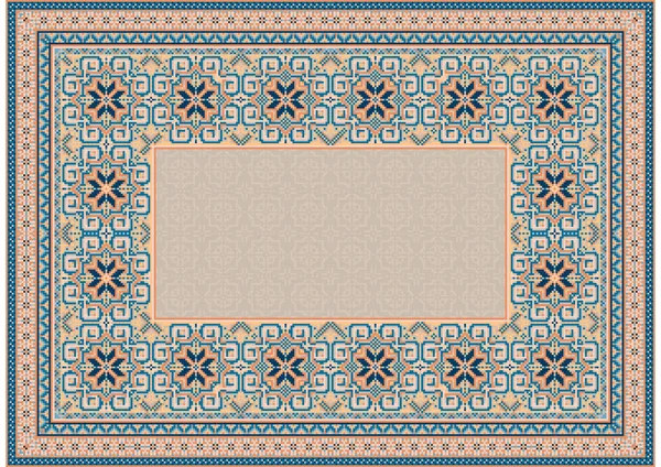 Motif Vieux Tapis Oriental Luxe Aux Tons Orangés Bleus Sur — Image vectorielle