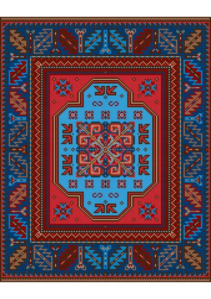 Modèle Panaché Tapis Oriental Ancien Luxe Avec Des Nuances Bleues — Image vectorielle