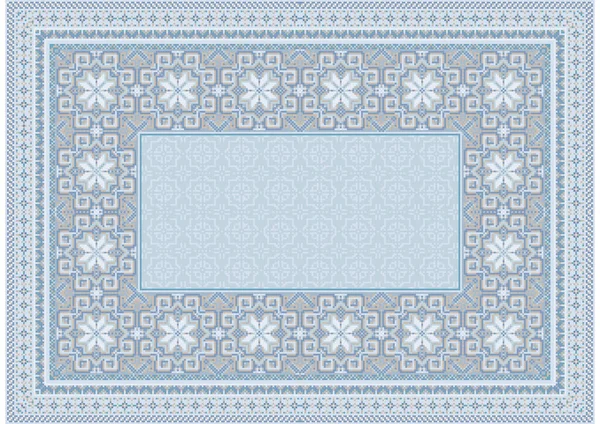 白を基調とした青とベージュの色合いを持つ高級古い東洋のカーペットのパターン — ストックベクタ