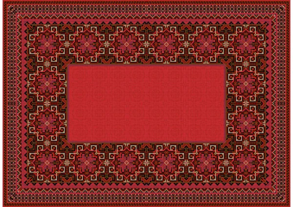 Pattern Luxury Old Oriental Carpet Red Brown Beige Shades Black — Stock Vector