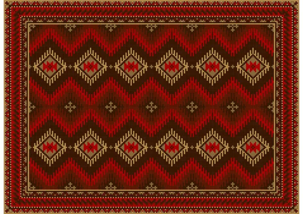 Luxueux Tapis Ethnique Coloré Avec Motif Diamants Rouge Bordeaux Avec — Image vectorielle