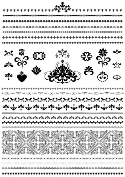 Collection Motifs Calligraphiques Bordures Pour Pages Documents Sur Fond Blanc — Image vectorielle