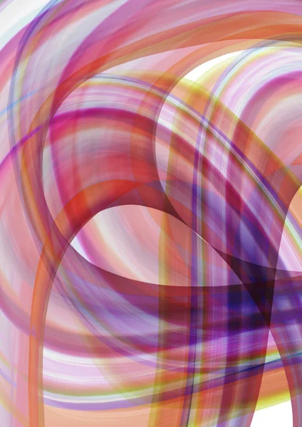 Abstract Overlapping Oval Ribbons Pink Magenta Bluish Red Yellowish Stripes — Stock Photo, Image