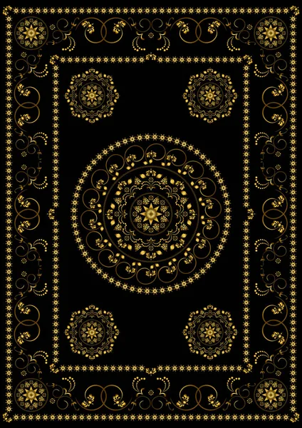 Винтажная Золотая Рамка Цветочным Каллиграфическим Орнаментом Восточном Стиле Белом Фоне — стоковый вектор