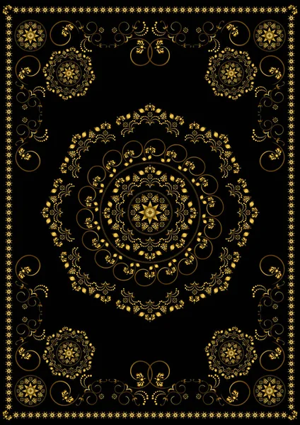 Vintage Cadre Luxe Avec Motif Calligraphique Oriental Sur Fond Noir — Image vectorielle