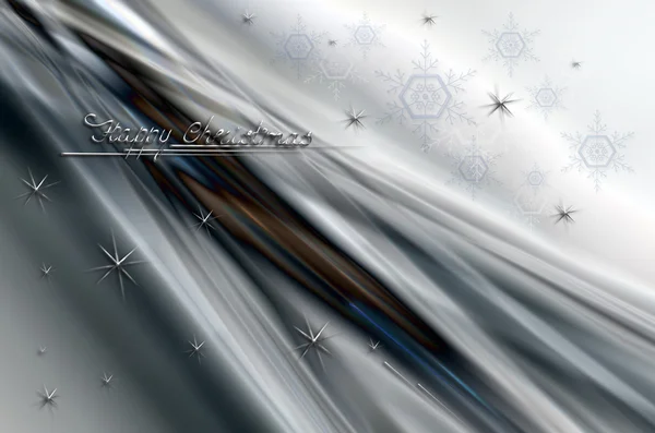 Abstract shiny gray background with snowflakes and silver stars — Stock Photo, Image