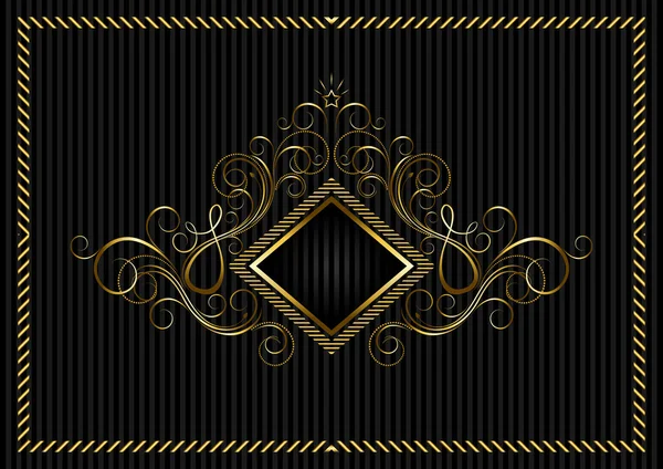 Golden square frame with calligraphic design and star — Stock Vector