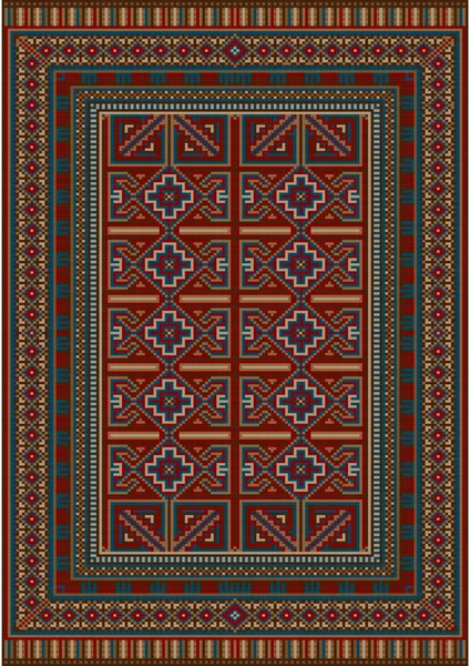 Vintage carpet decorated with geometric designs — Stock Vector