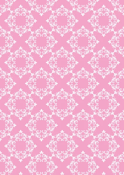 Fundo sem costura rosa com padrão floral branco — Fotografia de Stock