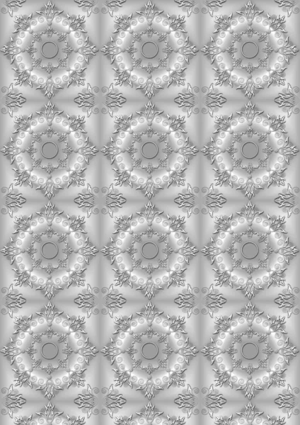 Gray satiny background with the convex openwork floral pattern — Stock Photo, Image