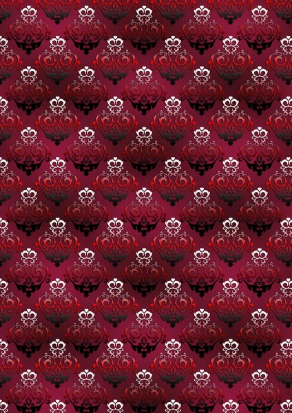 Виноградный фон с классическим черно-красным цветочным узором — стоковое фото
