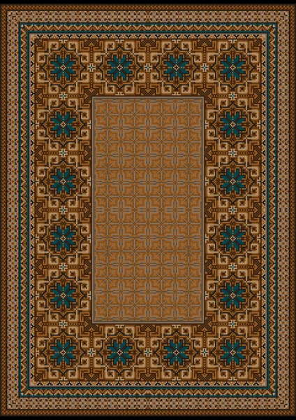 Luxury carpet with a blue pattern against the background brown shades — Vector de stoc