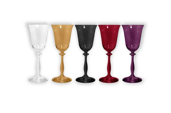 Gruppo di bicchieri di vino in vetro multicolore — Foto Stock