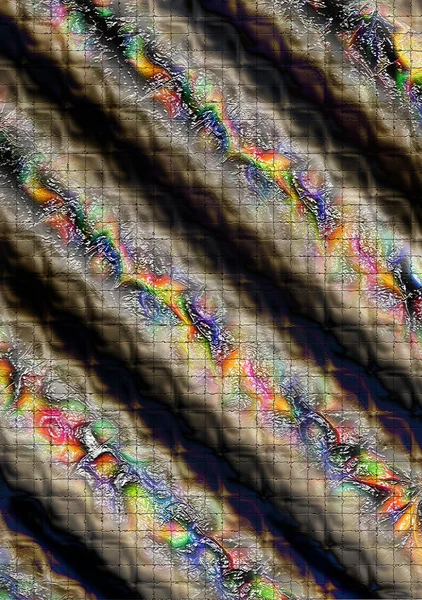 Barras grises convexas estriadas cubiertas de patrones iridiscentes — Foto de Stock