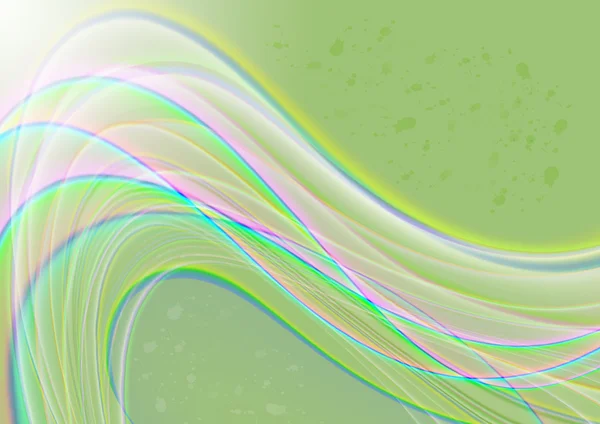Luce sfondo raso verde coperto strisce ondulate luminose — Foto Stock