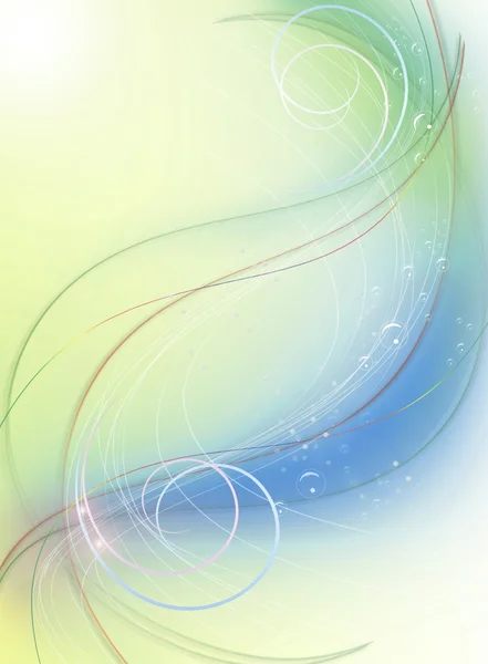 Зелений синій фон з завитками, вигнутими лініями і бульбашками — стокове фото