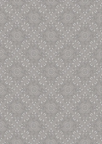 Fondo gris sin costuras con patrón floral en relieve beige claro — Foto de Stock
