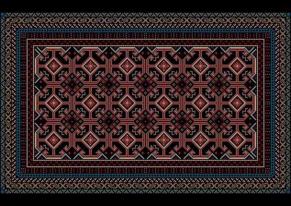 Gefleckter Orientteppich mit Originalmuster auf schwarzem Hintergrund — Stockvektor