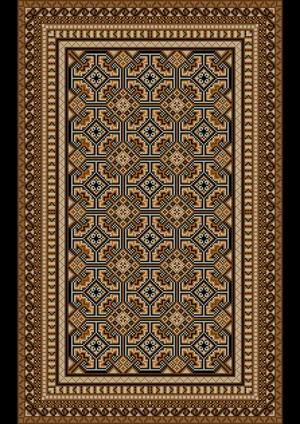 Alfombra oriental vieja con tonos beige y marrón — Vector de stock