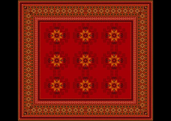 Teppich in Rottönen mit orangefarbenen Details — Stockvektor