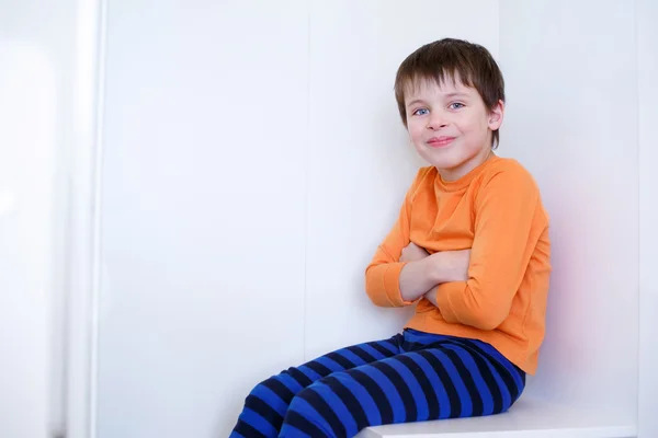 Close-up portrait of cheerful little boy — Stock Photo, Image