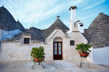 Alberobello, geleneksel trulli Alberobello, İtalya'da evler.