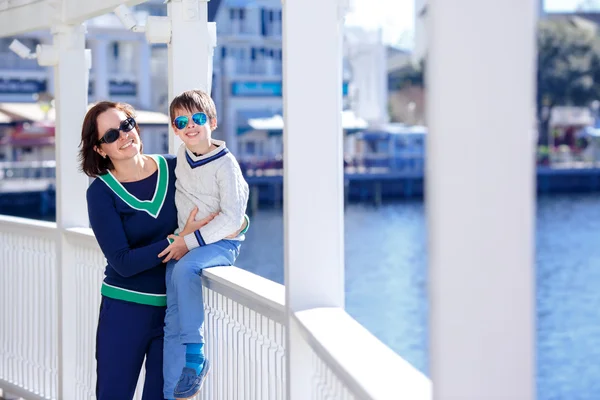 Happy mother and her cute little son outdoors — Stock Photo, Image