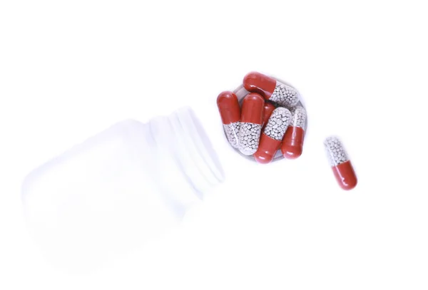 Uma Pilha Cápsulas Meio Transparentes Pílulas Com Remédio Grânulos Dentro — Fotografia de Stock
