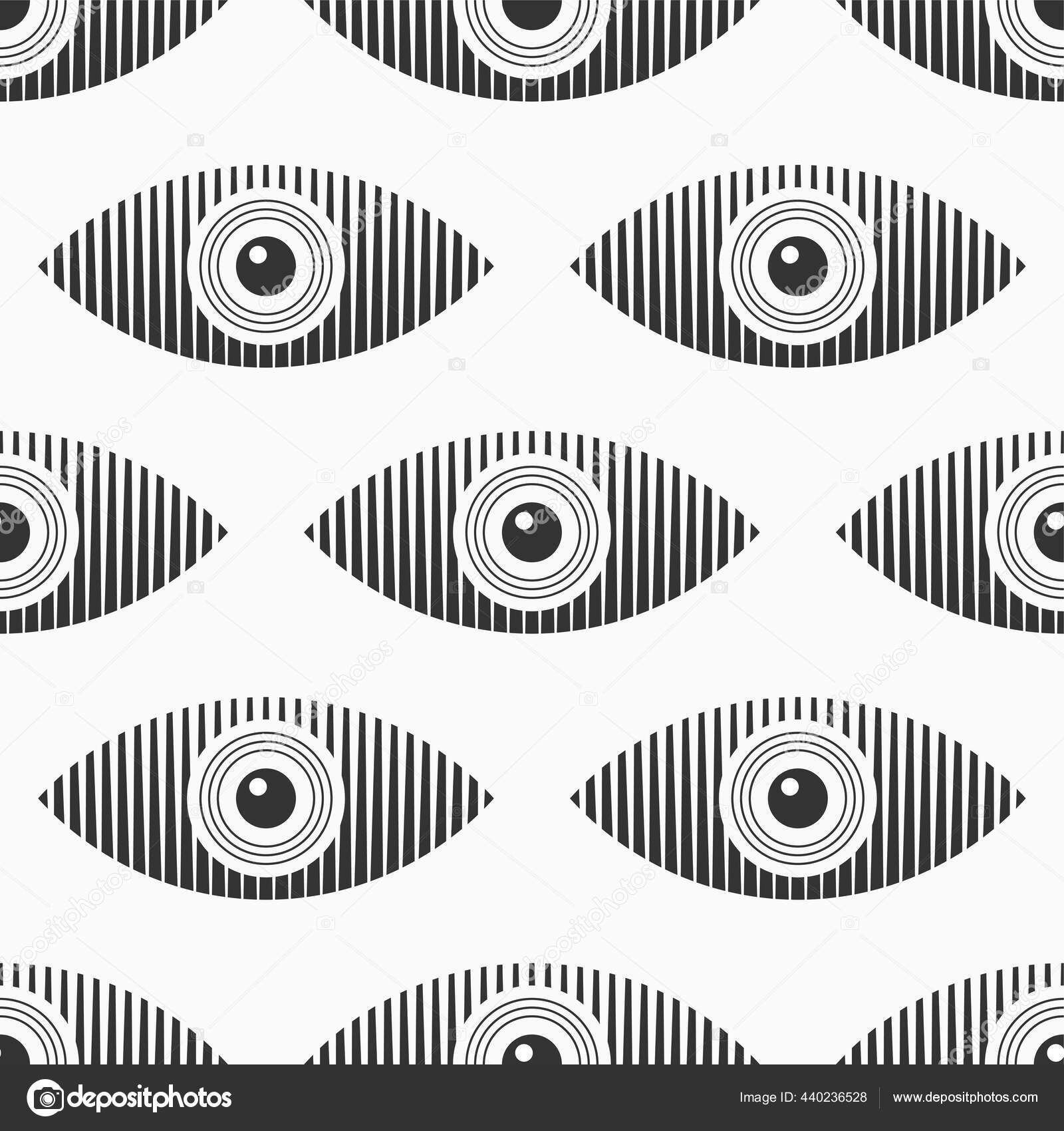 抽象的なシームレスな目のパターン 縦縞の目の形をしています ベクターモノクロイラスト ストックベクター C Sixmilewater