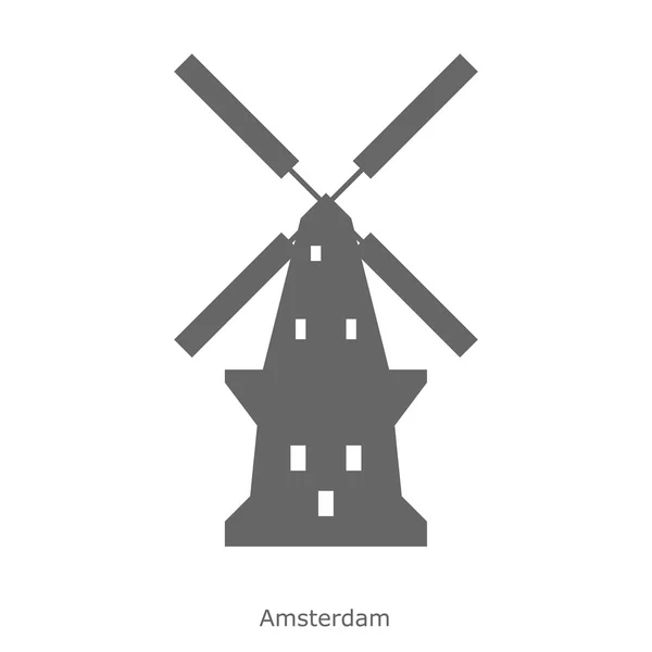 De Gooyer Windmill - Amsterdam, Netherlands — Stock Vector