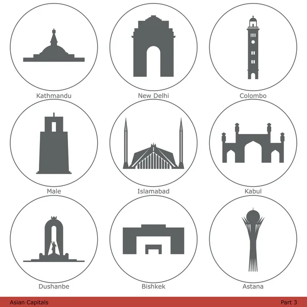 Asian Capitals (Part 3) — Stock Vector