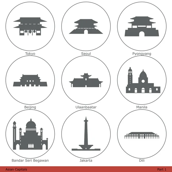 Capitales asiáticas (Parte 1 ) — Vector de stock