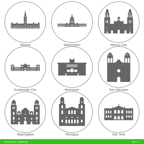 Capitais Americanos - Parte 1 —  Vetores de Stock