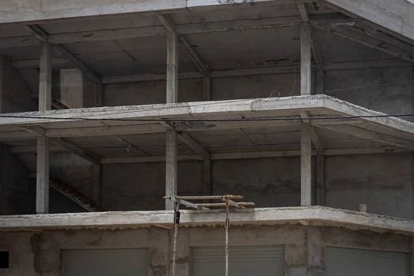 View on apartment building floors under construction. Concrete floor spans. Nha Trang, Vietnam