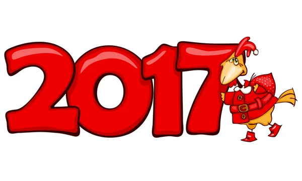 Banner 2017 con gallo rojo — Vector de stock