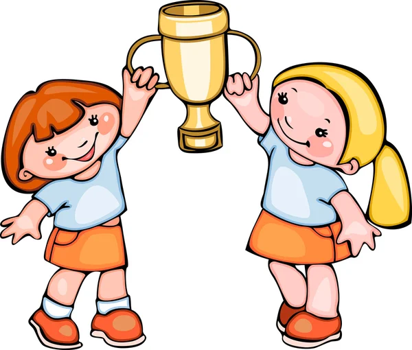 School kids with cup — Stock Vector