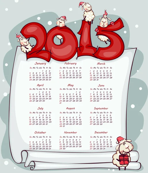 Calendrier du Nouvel An 2015 — Image vectorielle