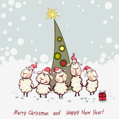 New Year's tree with ram clipart