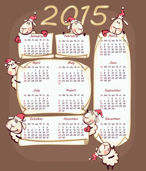 El calendario de Año Nuevo 2015 — Vector de stock