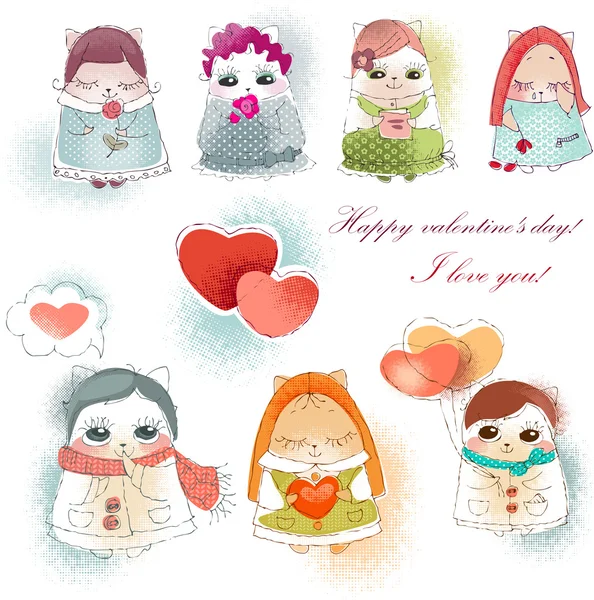 Collection valentine chats — Image vectorielle