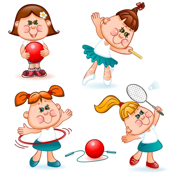 Deporte escuela chica conjunto — Vector de stock