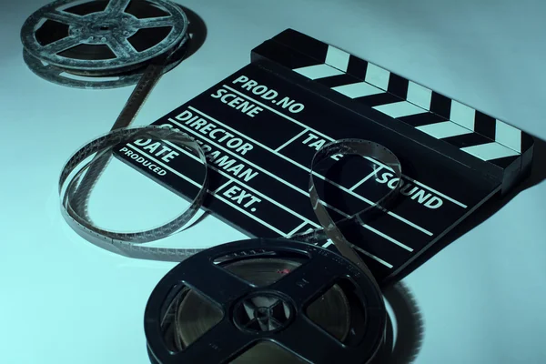 Two reels of film with a clap movie — Stock Photo, Image
