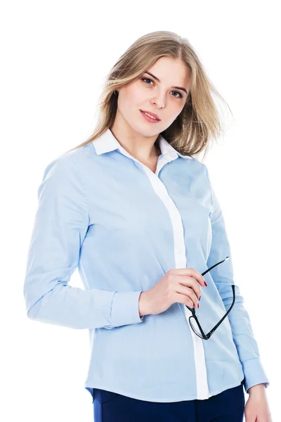 Portrait of a beautiful girl in light shirt — Stock Photo, Image