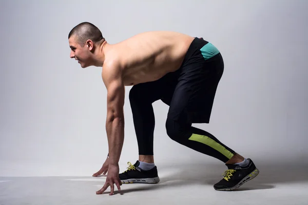 Man runner jogger uitgevoerd geïsoleerd — Stockfoto